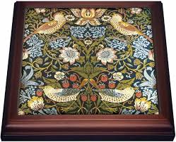 Amazon.com: 3dRose William Morris Strawberry Thief Pattern Trivet with Ceramic Tile, 8" by 8", Brown: Home & Kitchen