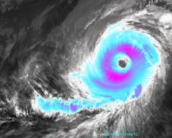 Image of satellite image of a cyclone over the Pacific Ocean