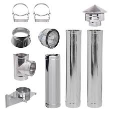 Flue kit for pellet stove, Stainless steel, Insulated, Ø80 ...