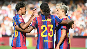 Powerful gesture: Barcelona star turns to Valencia fans after emphatic win