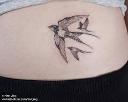 Image of Birds in Flight mother and two children tattoo