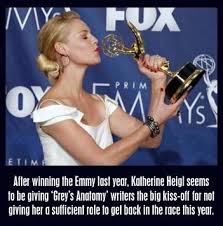 Emmy champ Katherine Heigl quits the race, blaming &#39;Grey&#39;s Anatomy ... via Relatably.com