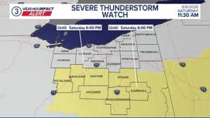 Severe Thunderstorm Warning, Severe Thunderstorm Watch issued for multiple Northeast Ohio counties