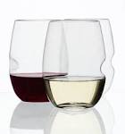 Plastic wine glasses with thumb indentation