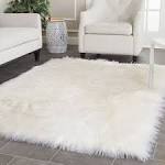 Thick Random Shape Sheepskin, Faux Fur Area Rug, Off White, 4x5