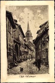 Künstler Ak Carl Jander, Weimar, Altstadt, Katze, Gasse | akpool.