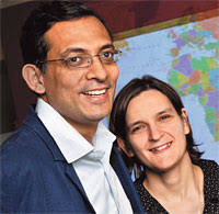 ABHIJIT BANERJEE Esther Duflo and Abhijit BanerjeeYour book Poor Economics dispels clichés associated with poverty, like there is nothing interesting about ... - 55_20111231