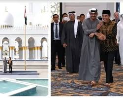 Gambar Presiden Joko Widodo dan Sheikh Mohamed bin Zayed Al Nahyan saat peletakan batu pertama Masjid Raya Sheikh Zayed Solo