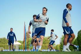 Training on the eve of the match against Cagliari