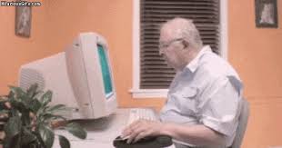 Image result for old man on computer gif