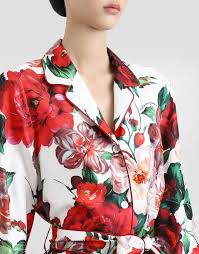 Dolce & Gabbana Long-Sleeved Twill Pajama Shirt With Rose In Print | Editorialist