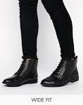 Wide fit lace up boots
