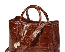 Image of leather tote with a crocodile embossment