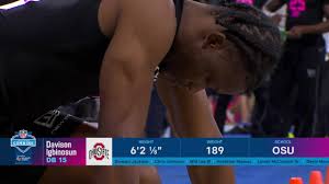 Davison Igbinosun runs official 4.45-second 40-yard dash at 2026 combine