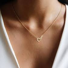 Gold Infinity Heart Necklaces for Women, Tiny 14k Gold Heart Pendant Choker Necklaces for Women, Cubic Zirconia Infinity Love Heart Chain Necklace,  - Product from Amazon.com
