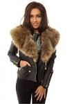 Black Leather-Look Faux Fur Collar Biker Jacket - New Look