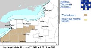 Wind advisory issued for Wyoming and Livingston counties