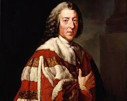 Image of William Pitt the Elder Earl of Chatham portrait British Empire map 18th century Seven Years War battle of Quebec 1759 Year of Victories British Parliament 1760s statue of William Pitt the Elder British North America map 1763