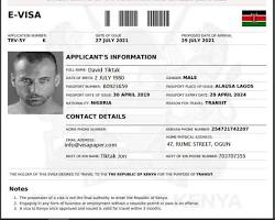 Kenya evisa application page showing the fee section resmi