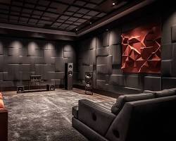 Image of acoustic panels on a home theater wall