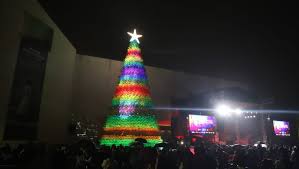 Pese a frío, familias asisten a encendido del pino navideño en el Centro de Monterrey