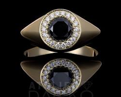 Image of Black Diamond Signet Ring for men