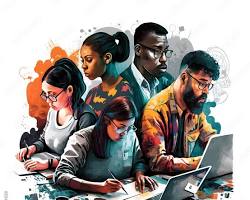 Image of diverse group of people collaborating