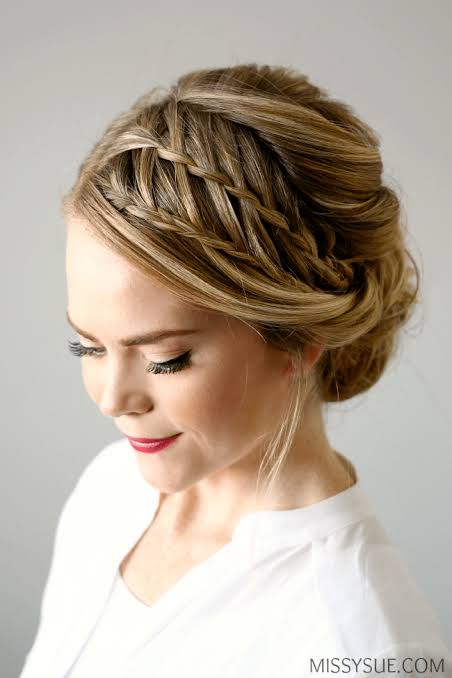 Double Waterfall Braids Updo