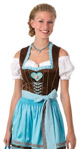 Mini Dirndl mit Schürze Maja braun türkis | Moderne Trachtenmode ... - dirndl-mini-teurkis-braun