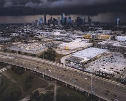 Image of Houston skyline with rain clouds