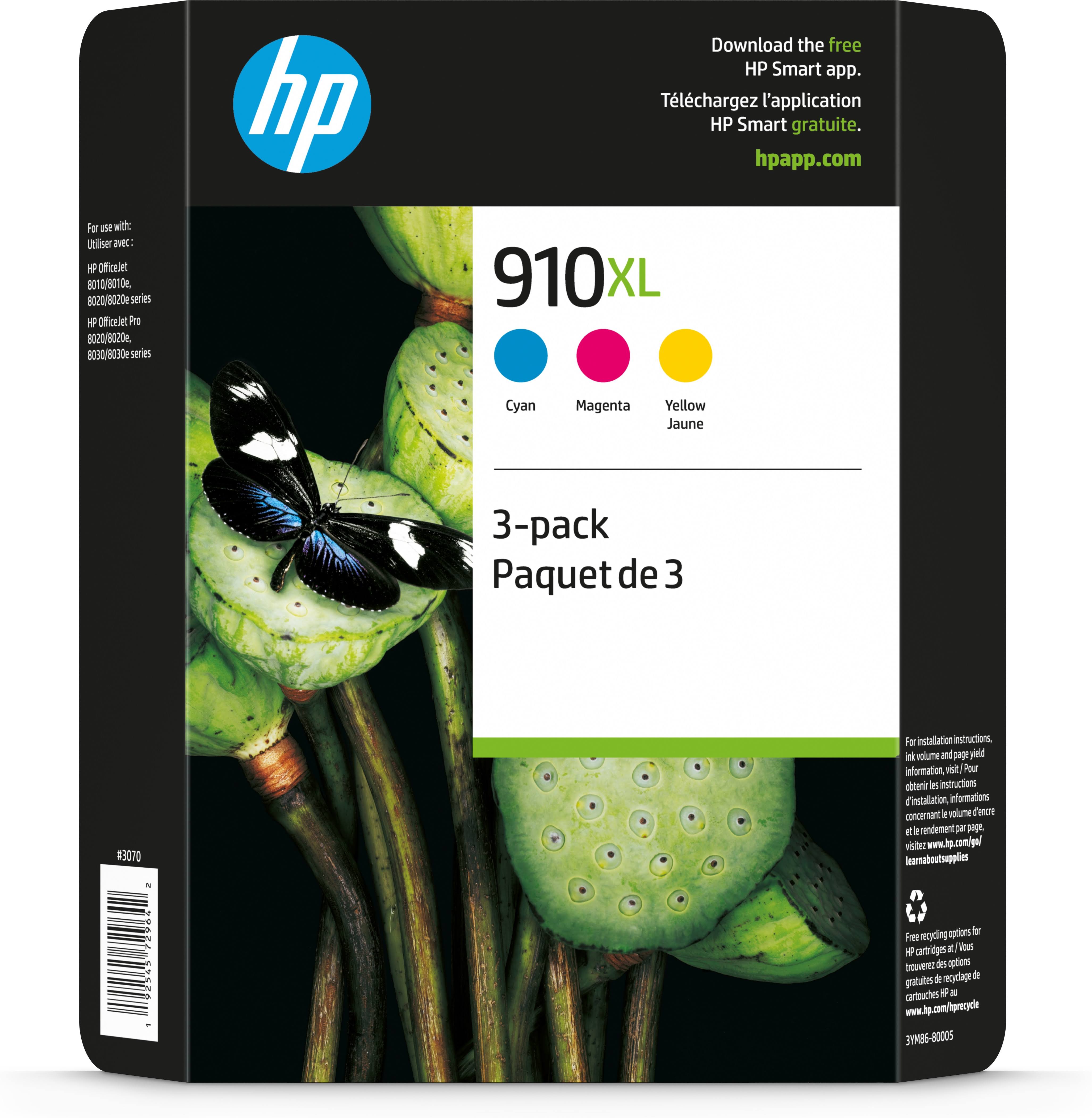 HP 910XL High Yield Cyan/Magenta/Yellow Original Ink Cartridge