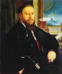 Portrait des Matthäus Schwarz, öl auf tafel von Christoph Amberger ...
