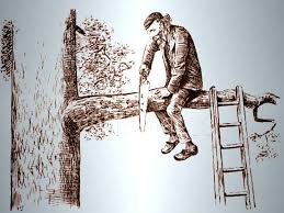 Résultat de recherche d'images pour "scier branche assis"