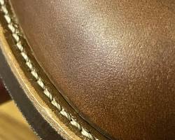 closeup of Goodyear welt stitching on a shoeの画像