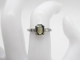 Vintage 1950s $5000 1.80ct Natural Green Sapphire Diamond Platinum Ring 4g | eBay