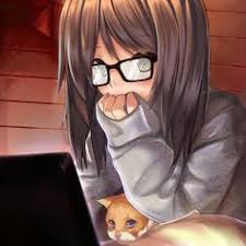 Image result for anime girl black hair wearing glasses