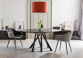 MIDJ table ronde FOREST Ø 150 cm (Plateau teinté noir, pieds ...