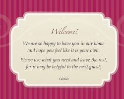 Gambar personalized welcome note for a guest