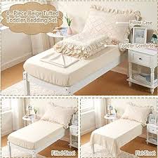 Amazon.com: Toddler Bedding Set for Girls 4-Piece Beige Boho Tufted Toddler Comforter Set Jacquard Tufts Ruffle Fringe Bed-in-a-Bag Crib Toddler Bed Sheet Set with Comforter, Flat Sheet, Fitted Sheet, Pillowcase : Baby