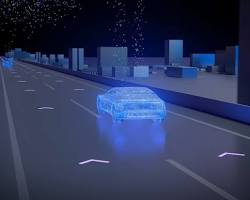 Image of selfdriving car navigating a road