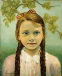 Portrait d&#39;une jeune fille : peinture d&#39;Isabelle Jouan Malézieux. Portrait de sa fille aînée Bernadette Ducher Jouan. La lumière arrive par le haut à ... - 713