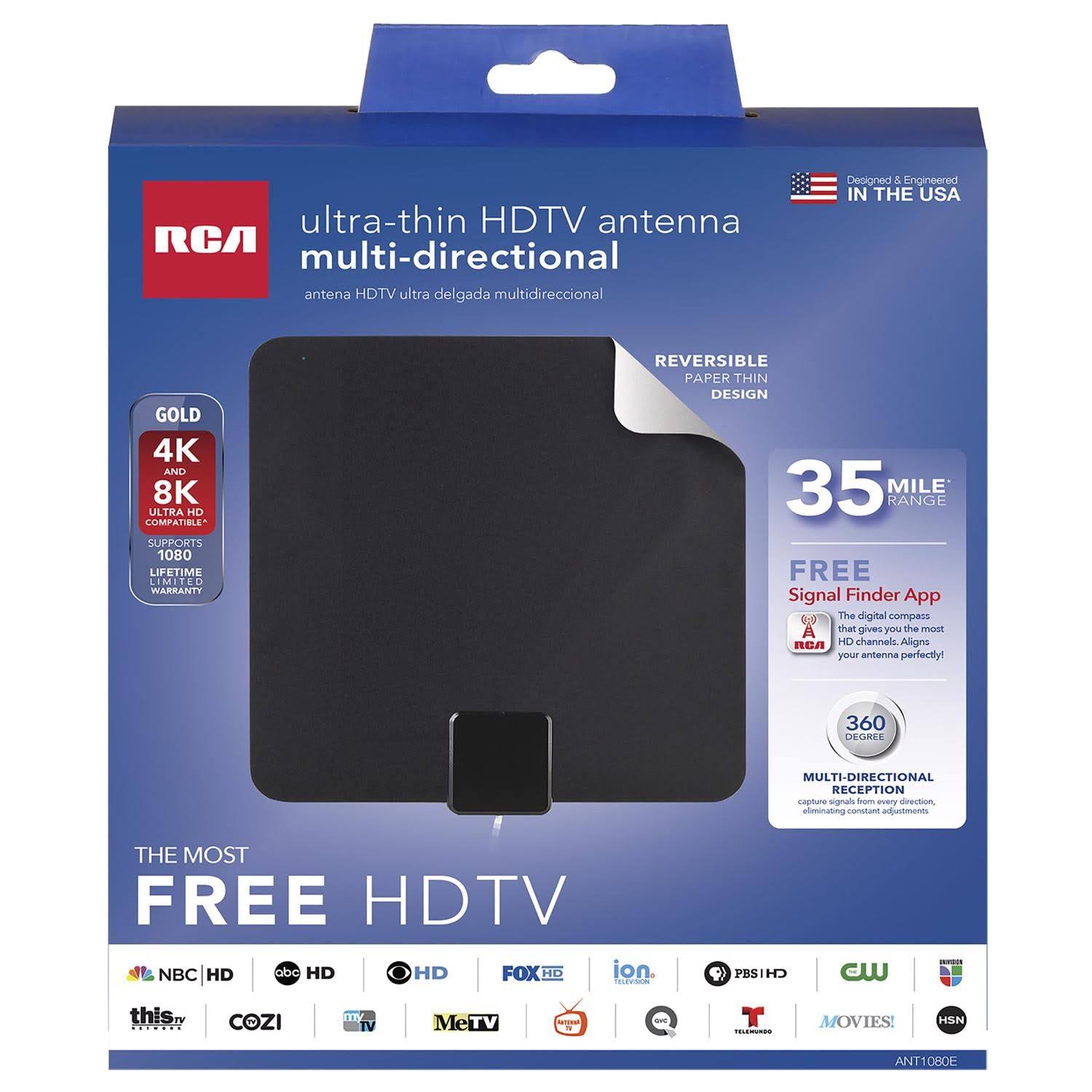 RCA ant1080e Indoor HDTV/UHF/VHF Flat Antenna
