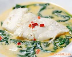 Image of Poached Cod with Coconut Curry Broth and Vegetables