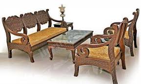 Image result for WOODEN SOFA SET