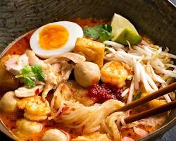 Malaysian Curry Laksa (Laksa Lemak) soup