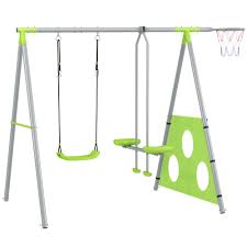 Columpio para Niños AIYAPLAY Metal Verde 215x180x182 cm ...