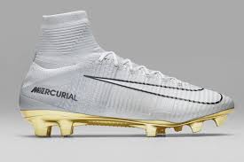 cr7 soccer cleats gold white