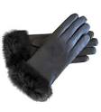 Leather gloves with fur