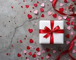 white day gift heart ribbon background jpg（AI 生成）