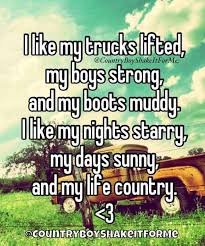 I like my trucks lifted, my boys strong, and my boots muddy. I ... via Relatably.com